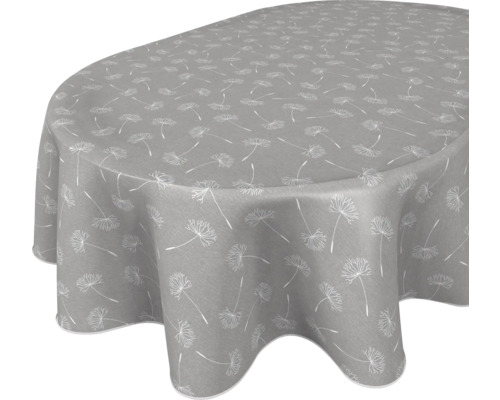 Graue Tischdecke mit Pusteblumenmuster für ovale Tische