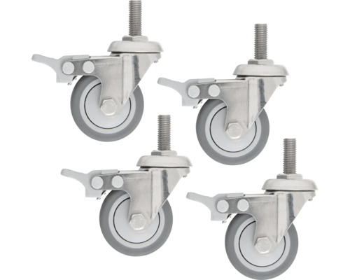 Vier Möbelrollen mit Feststellbremse