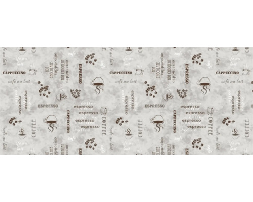Kaffeemotive auf Folie: Cappuccino, Espresso, Kaffee und Kaffeebohnen.