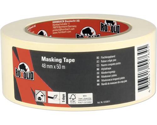 ROXOLID Masking Tape Flachkreppband beige 48 mm x 50 m Roxolid Malerkreppband 48 Millimeter mal 50 Meter