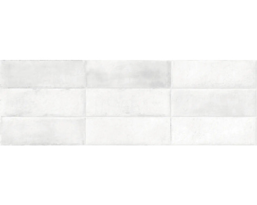 Rechteckige, weiße Wandfliesen aus Keramik im Querformat
