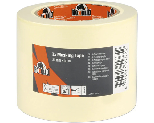 ROXOLID Masking Tape Flachkreppbandset beige 3 x 30 mm x 50 m Roxolid Malerkreppband dreifach, 30 mm x 50 m