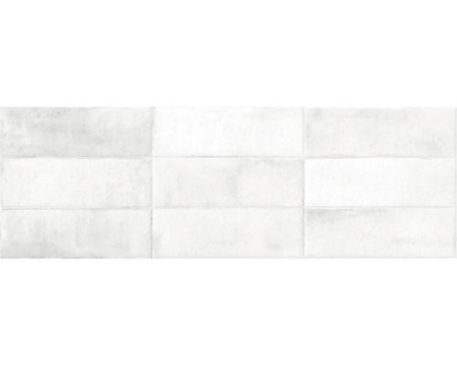 Neun weiße Wandfliesen im Querformat