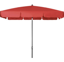Roter Gartenschirm mit Mittelständer