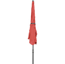 Geschlossener Sonnenschirm mit schwarzem Gestell