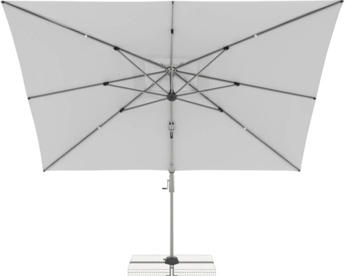 Quadratischer Sonnenschirm mit Mittelstock und Fuß