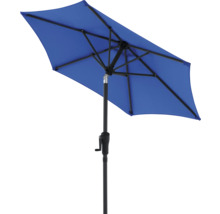 Blauer rechteckiger Sonnenschirm mit Kurbelmechanismus