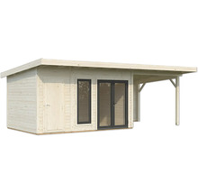 Gartenhaus aus Holz mit Tür, Fenster und Vordach