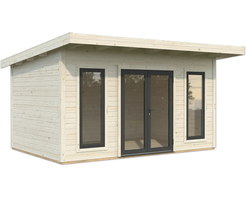 Holzgartenhaus mit Fenstern und Doppeltür