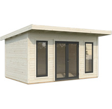 Holzgartenhaus mit Fenstern und Doppeltür