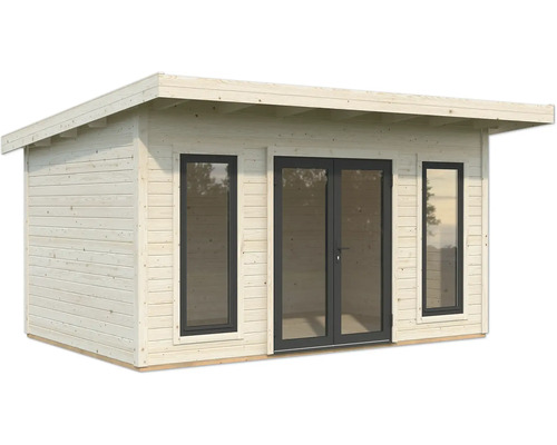 Holzgartenhaus mit Fenstern und Doppeltür