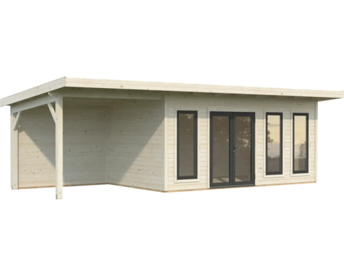 Holz Gartenhaus mit überdachter Veranda und Fenstern