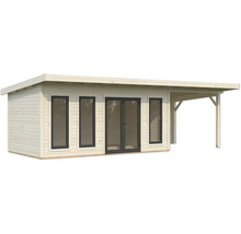 Holzgartenhaus mit Fenstern und Doppeltür