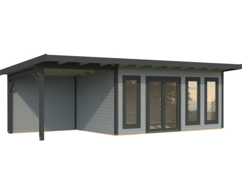 Gartenhaus mit Terrasse und Fenstern