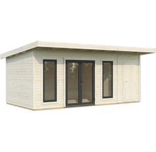 Holzgartenhaus mit Fenstern und Doppeltür