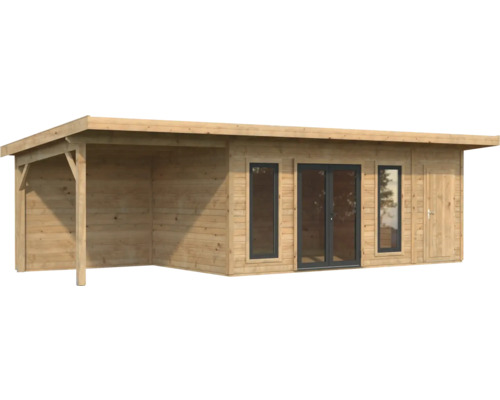 Holz Gartenhaus mit Vordach, Doppeltür und Fenster