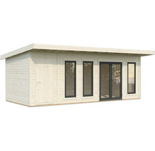 Holzgartenhaus mit Tür und Fenstern