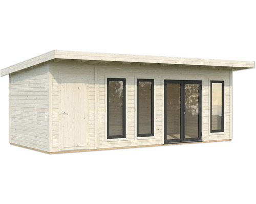 Holzgartenhaus mit Tür und Fenstern