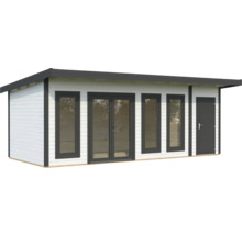 Holzgartenhaus mit Fenstern und Tür