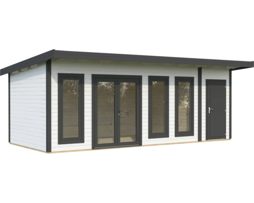 Holzgartenhaus mit Fenstern und Tür