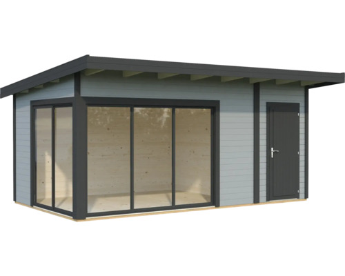 Gartenhaus mit Fensterfront und Tür