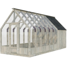 Gewächshaus aus Holz mit Fenstern und Tür