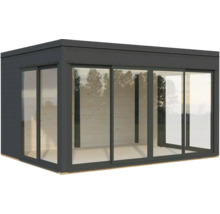 Modernes Gartenhaus mit Glasschiebetüren