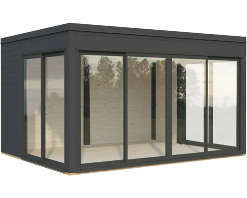 Modernes Gartenhaus mit Glasschiebetüren