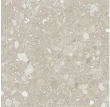 Nahaufnahme einer Bodenfliese mit Terrazzo-Optik.