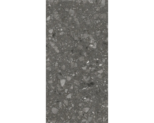 Nahaufnahme einer Terrazzoplatte mit Steinmuster.