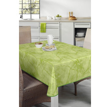 Tischszene mit grüner Tischdecke im Marmordesign auf einem Tisch