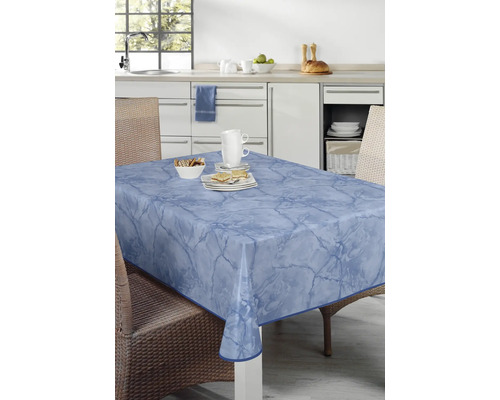 Tisch mit abwaschbarer Tischdecke im Marmor Design in einer Küche