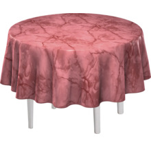Runder Tisch mit Tischdecke im Marmor-Design