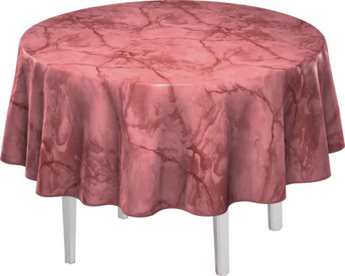 Runder Tisch mit Tischdecke im Marmor-Design