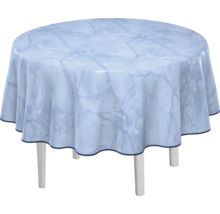 Runder Tisch mit Tischdecke im Marmor-Design