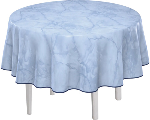 Runder Tisch mit Tischdecke im Marmor-Design