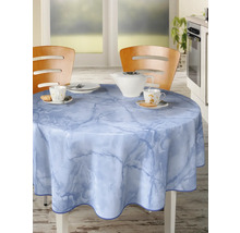 Runde Tischdecke mit Marmormuster auf einem Esstisch