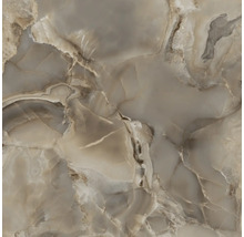 Fliese in Onyx-Optik mit natürlicher Marmorierung und feiner Steinstruktur.