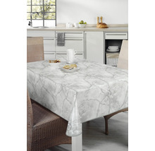 Tischdekoration mit Marmor Optik und Speisen in heller Küche