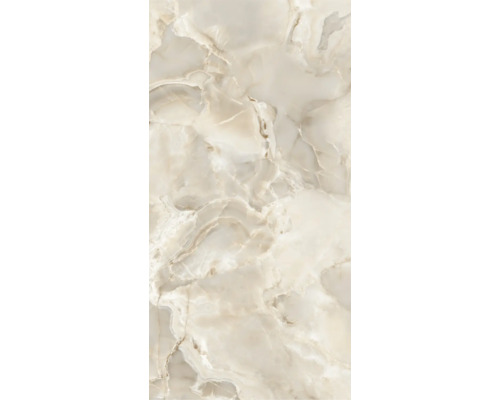 Bodenfliese oder Wandfliese in Marmor-Optik, beige und cremefarben, Onyx-Struktur.