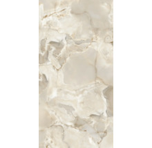 Wandfliese oder Bodenfliese in Marmoroptik, beige und cremefarben gemustert mit natürlicher Aderung.