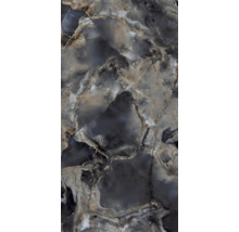 Feinsteinzeug-Fliese in Onyx-Optik mit intensiver Maserung und naturgetreuen Adern.