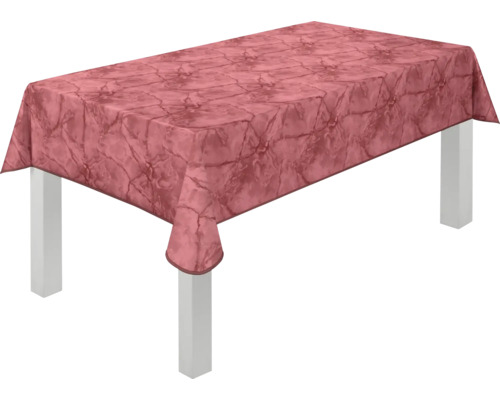 Tisch mit rosa Tischdecke