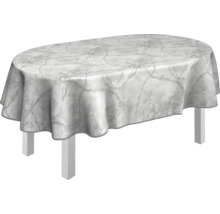 Ovaler Tisch mit Tischdecke im Marmor Design