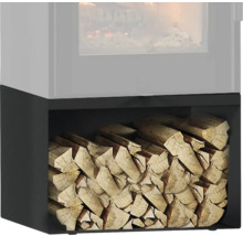 Brennholzregal unter einem Ofen