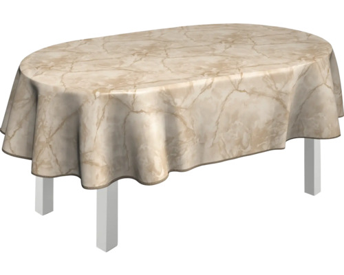 Ovaler Tisch mit Marmor-Tischdecke