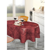 Esstisch mit roter Marmor Tischdecke in der Küche