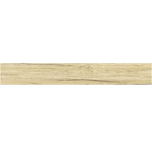Schmales Bodenprofil mit heller Holzoptik und Maserung.