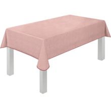 Tisch mit rosa Tischdecke