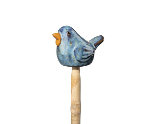 Dekorativer Vogel aus Keramik auf einem Bambusstab für den Garten